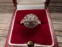 Vintage Ring 925 Silber Rotgold vergoldet mit Similis