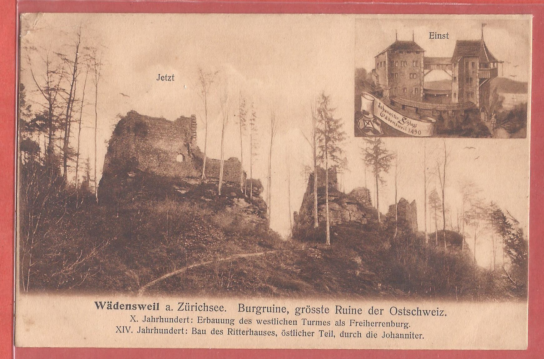 Cartoline postali: Wädenswil - Burgruine - 1907 – Usato da Fislisbach venduto da Porano