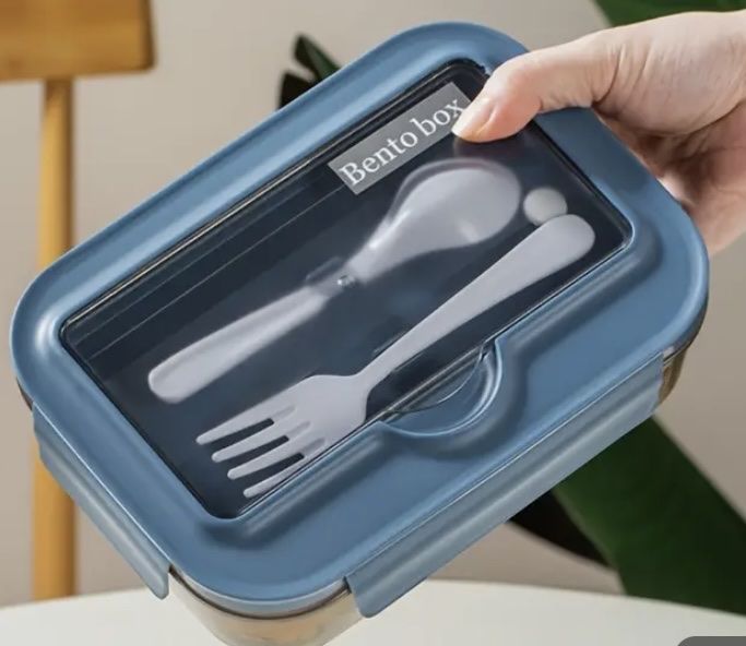 Pilipane Edelstahl Bento-Box – 3 Schichten, Rund, Wärmeisolierend, Wasserdicht, 19,5 X 15 Cm, Blau