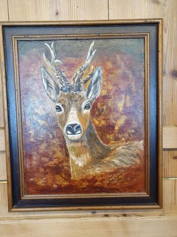 Gemälde: Jagdbild Rehbock – Gebraucht aus Urnäsch von Rothirsch1954
