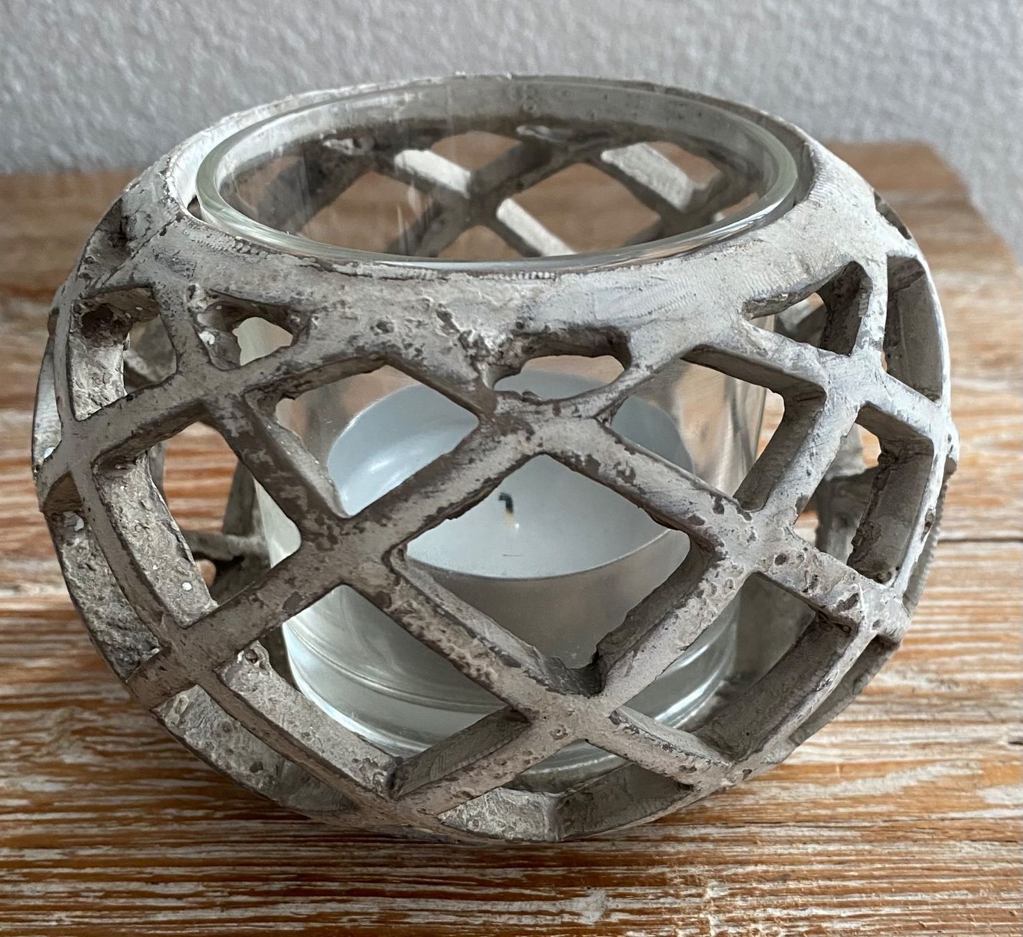 Portacandele: Rustikales Windlicht/Teelichthalter mit Glas, Shabby Chic – Usato da Reichenburg venduto da Noxima 1