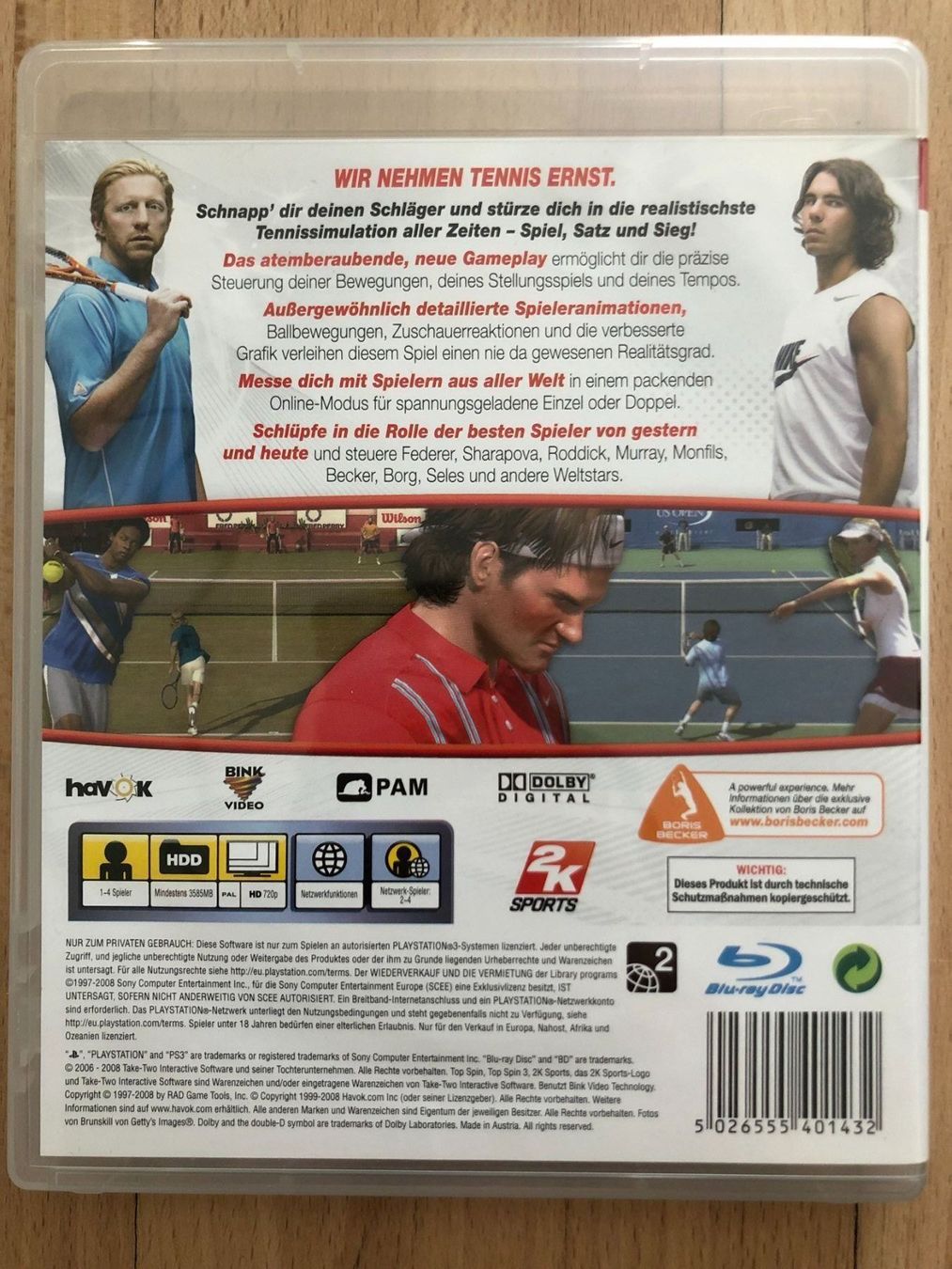 Sony Spiele: Top Spin 3 Tennis - PS 3 – Gebraucht aus Nussbaumen AG von Pika-Shop 1