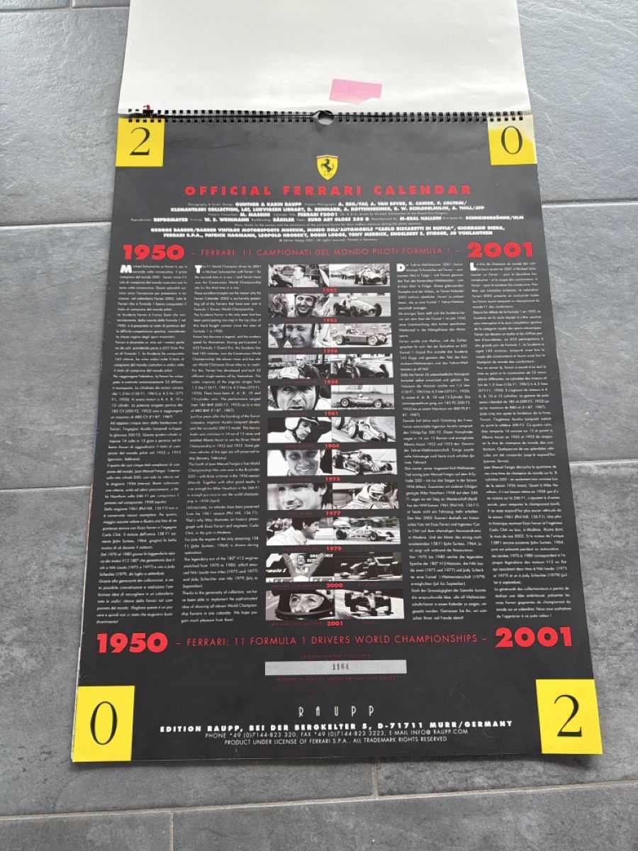 Ferrari Calendari: Original Ferrari Kalender 2002 – Usato da Wolfwil venduto da Rolex1 1