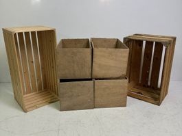 Holz Kisten Set, 6 Stück Holzkisten, Lagerkisten, Harrassen