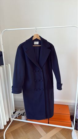 Manteau laine bleu marine Sandro 38