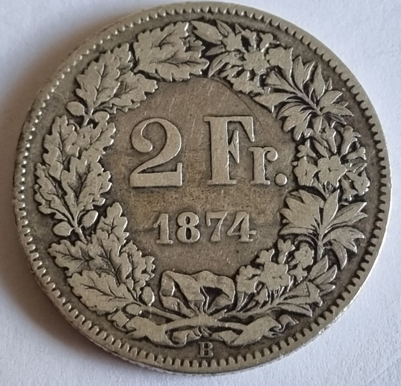 Toutes les monnaies: 2 FRANKEN - SILBER 1874 - SCHWEIZ  – D'occasion à Heimenschwand par Valvora