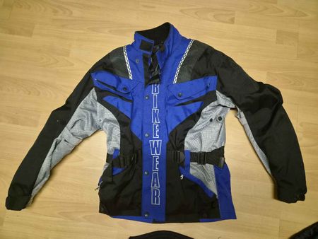 Motorradjacke Bikewear schwarz blau mit Innenfutter und Hose