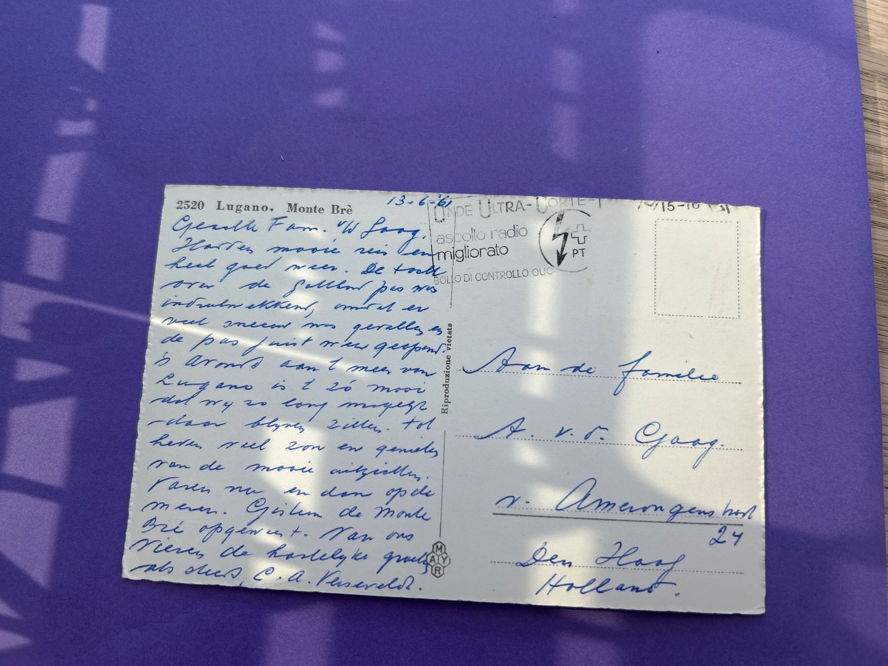 Cartoline postali: Lugano, Paradiso, Monte Brè, alte Ak 1961 – Usato da Hefenhofen venduto da Bierinder 1