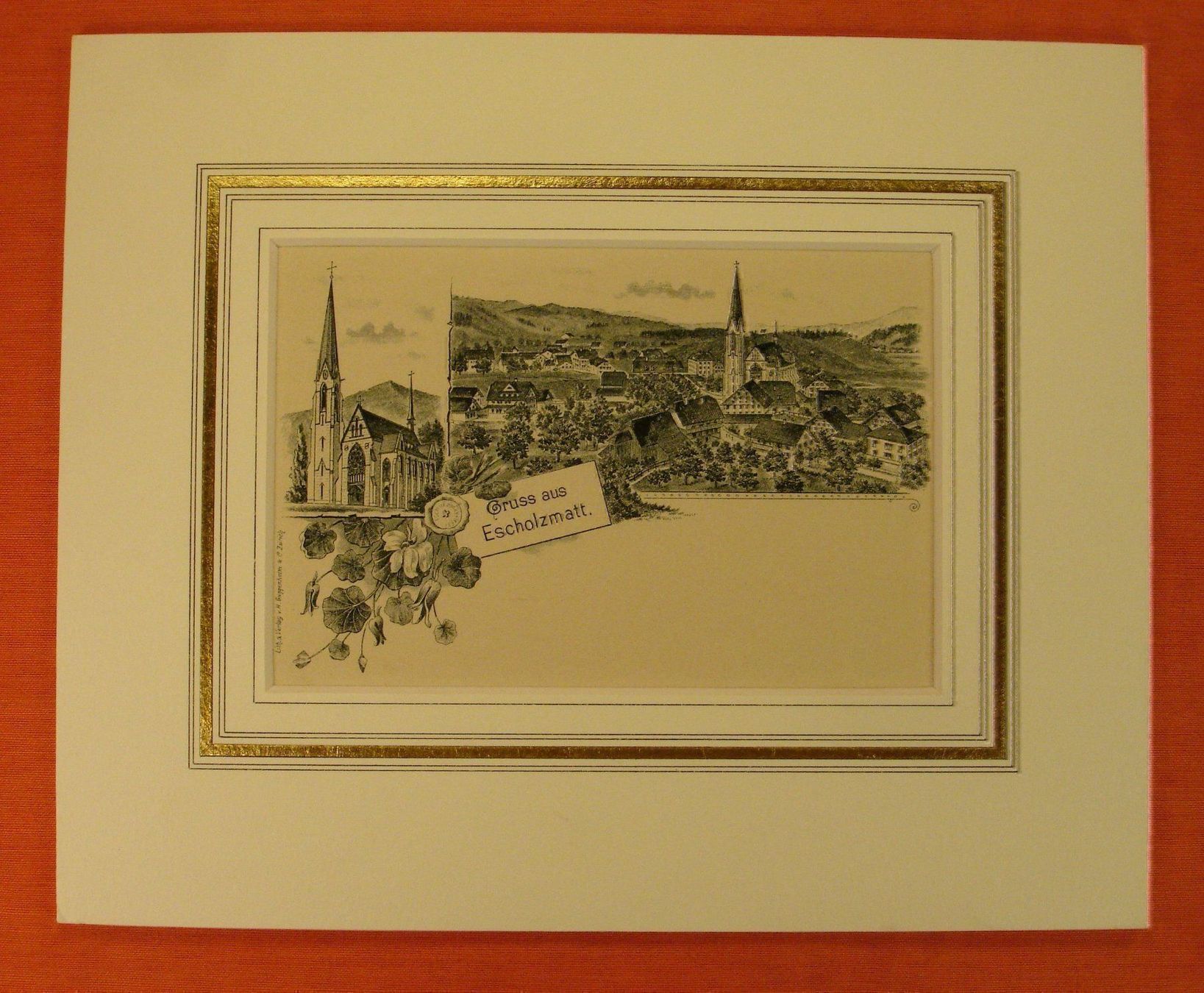 Landkarten & Atlanten: ESCHOLZMATT, FEDERLITHOGRAPHIE UM 1900 – Gebraucht aus Grüningen von Kartensammler 1