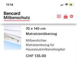 Hausstaubmilben Matratzenschutz für Kinderbett 140x70x10