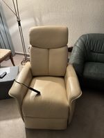 Elektrischer Relaxsessel Leder beige mit Fernbedienung