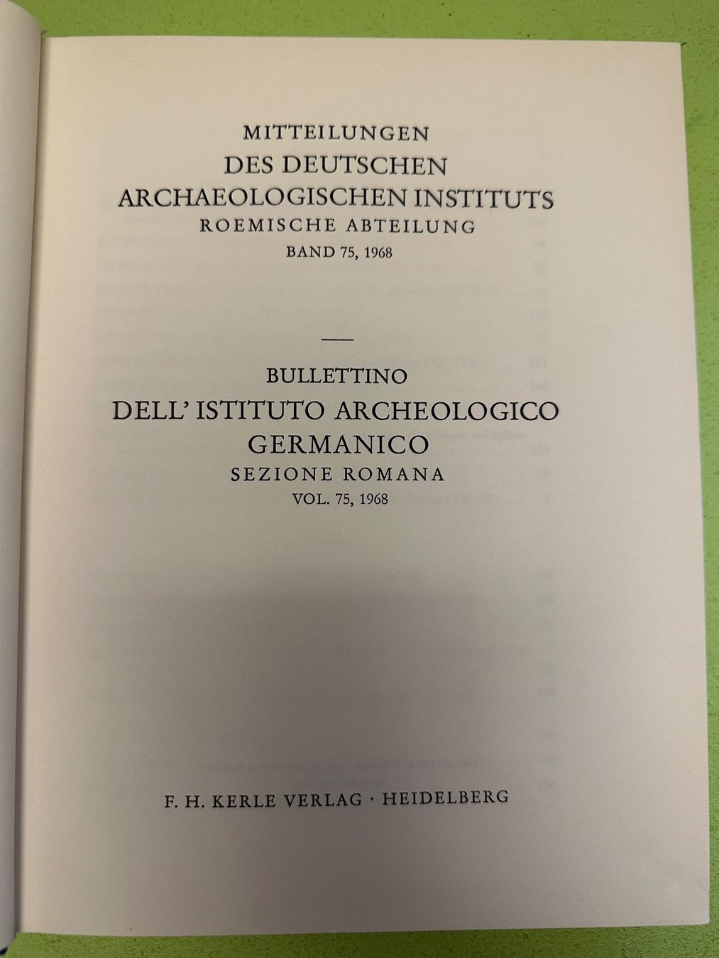 Libri: Römische Mitteilungen Band 75, 1968 – Usato da Zürich venduto da allp 1