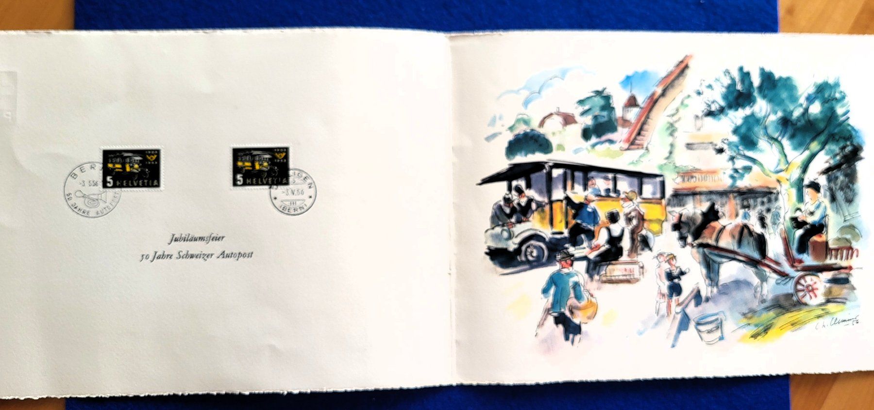 Alle Briefmarken: 50 Jahre Autopost - Folder 1956 – Gebraucht aus Gossau ZH von granby 1