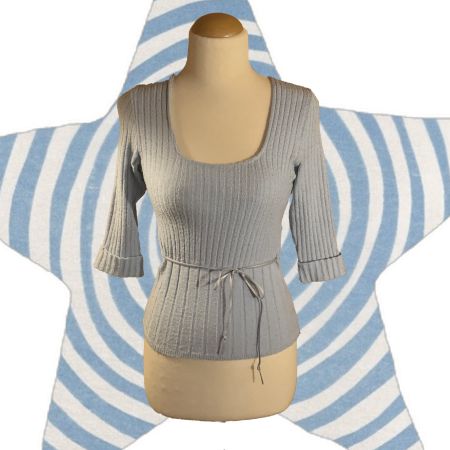 Jenny K Paris – Hellblaues, geripptes Soft-Top