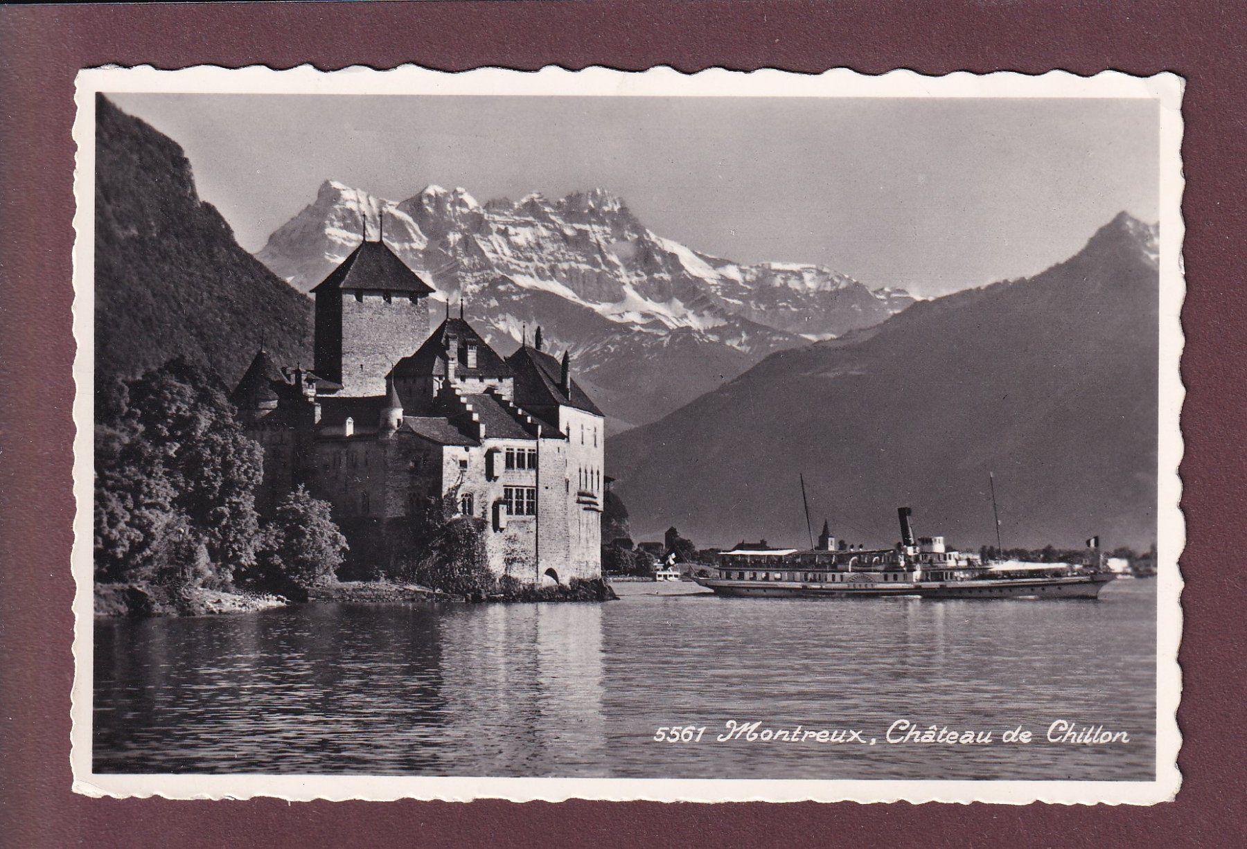 Cartoline postali: Château de CHILLON - Bateau CGN VEVEY - 1958 – Usato da Pully venduto da nicecards