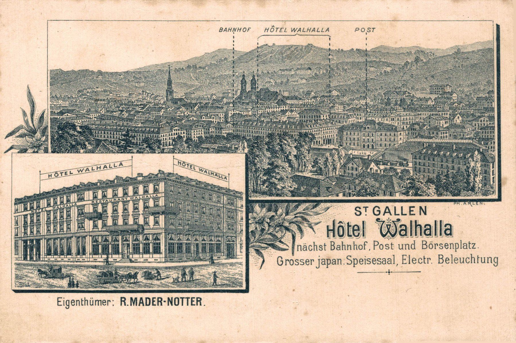 Ansichtskarten: St. Gallen. Hôtel Walhalla – Gebraucht aus Bronschhofen von Astore