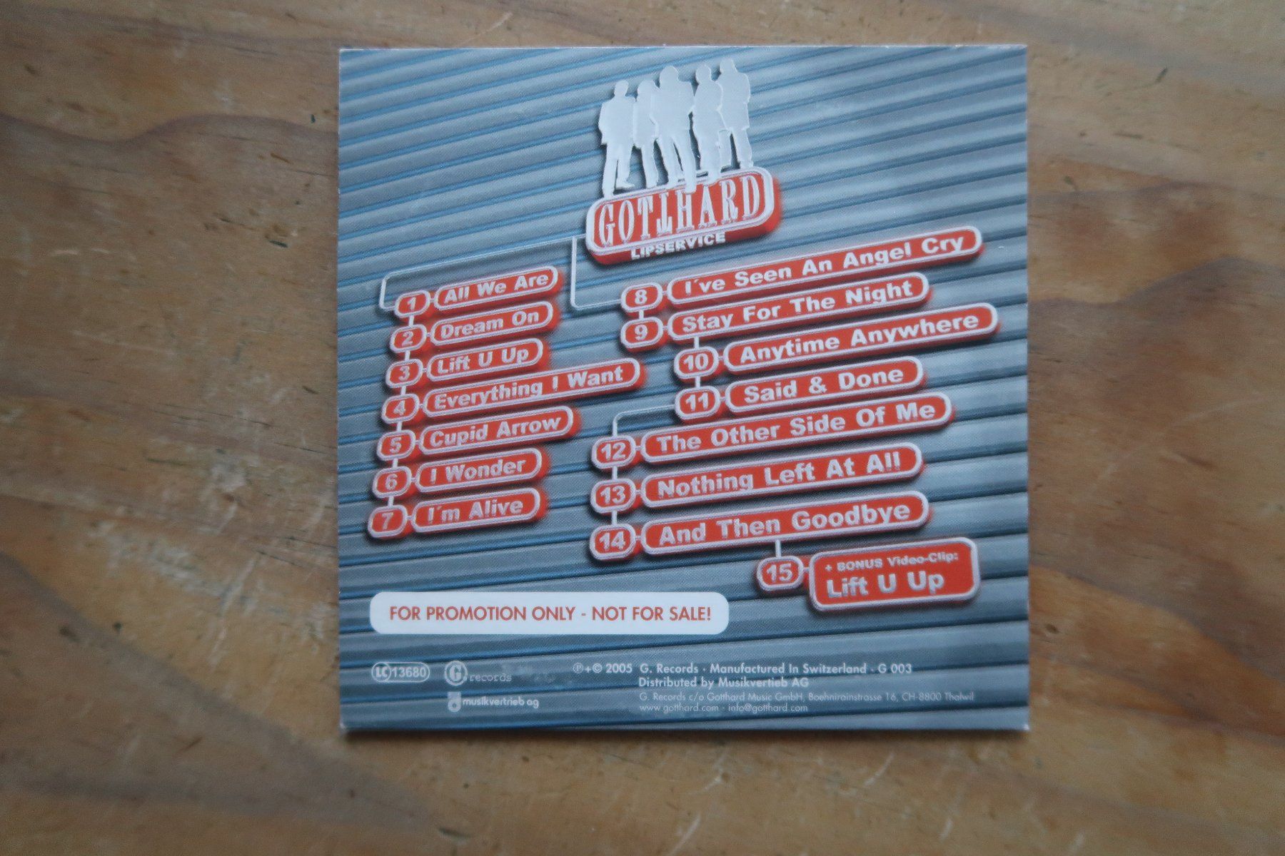 CD: GOTTHARD - LIPSERVICE - STEVE LEE - RARE PROMO CD – Usato da Basel venduto da Patiscat 1