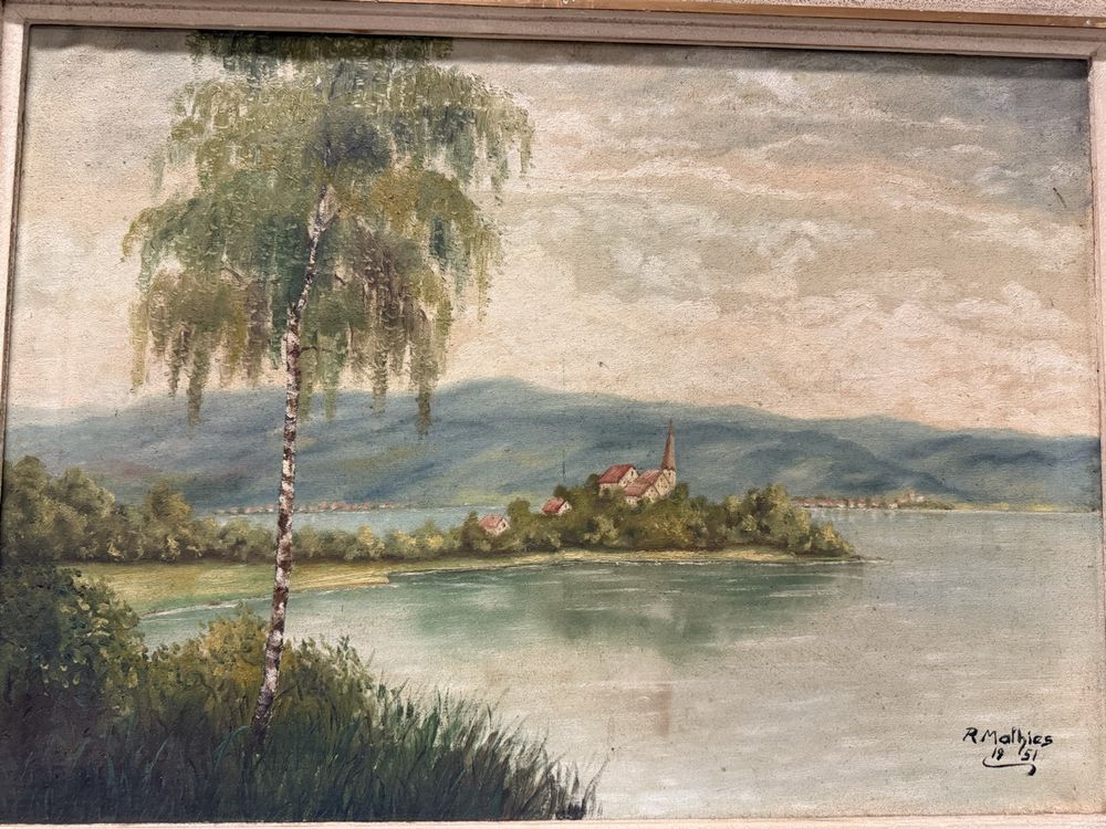Gemälde R. Mathies Landschaft See Kirche signiert ab 5.- (Gebraucht) in ...