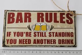 BAR RULES - Holzschild  (neu/OVP)
