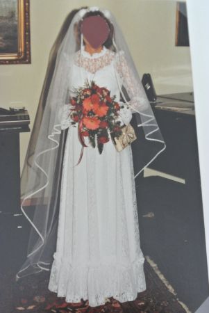Brautkleid weiss Spitze langarm Vintage guter Zustand