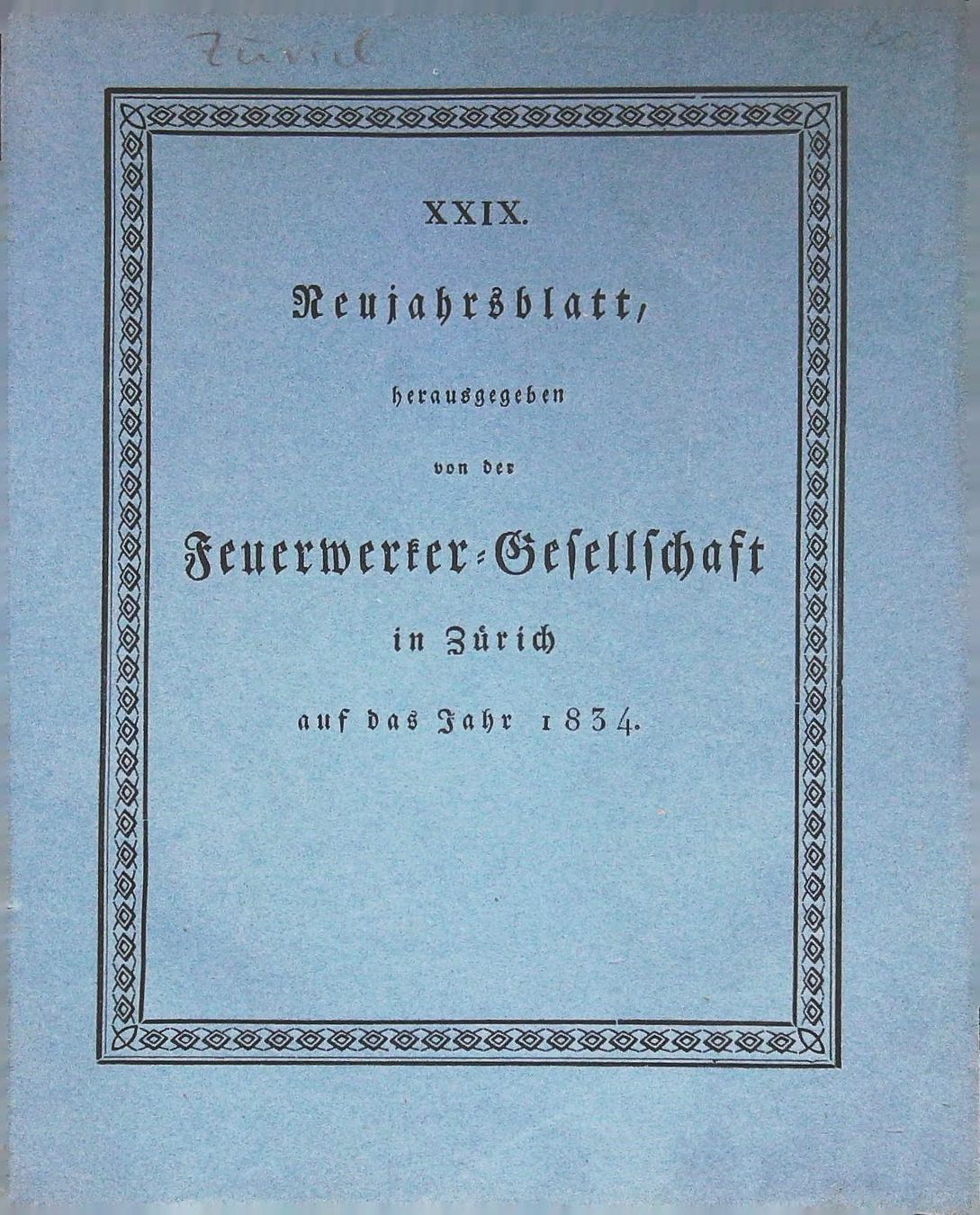 Incisioni: Zürich  Neujahrsblatt 1834 mit Plan und Ansicht – Usato da Rafz venduto da Helvet32 2