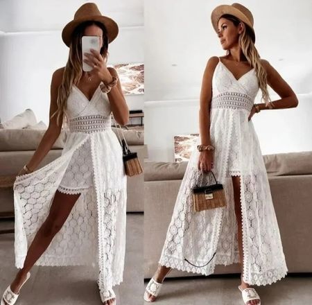 Weisses Spitzen Hosen-Kleid Gr S *neuwertig*