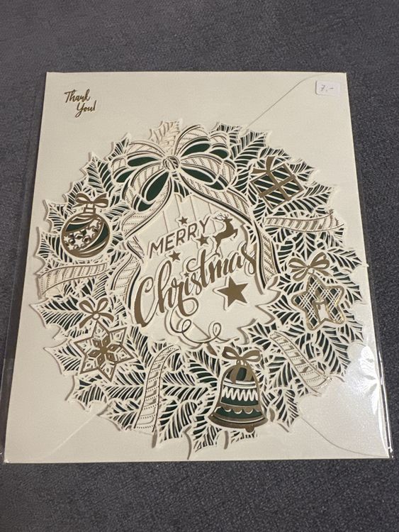 Hallmark Weihnachtskarte Mit 3D-Pop-Up – Weihnachtskranz Design, Grün-rot, Recycelbar
