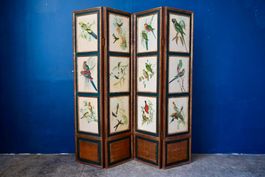 Paravent ancien aux oiseaux exotiques