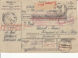 Paketkarte Deutsches Reich 1923 mit Taxe 84'500'000
