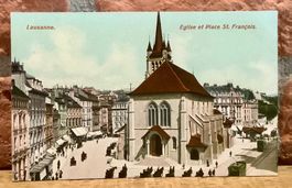 Eglise et Place St. François - Lausanne - Tram Kutschen