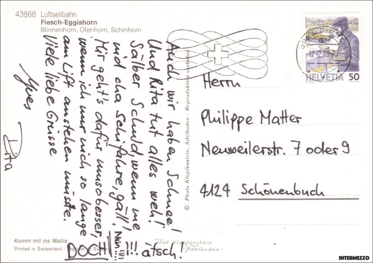 Cartes postales: Fiesch VS // Luftseilbahn Eggishorn 1988 // Winter – D'occasion à Basel par intermezzo12 1