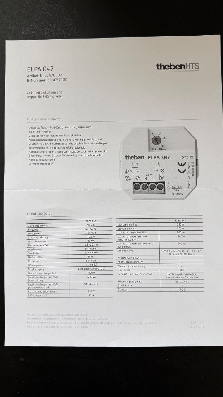 Interruttori: Treppenlicht Zeitschalter – Nuovo (secondo la descrizione) da Wädenswil venduto da flaps11 2