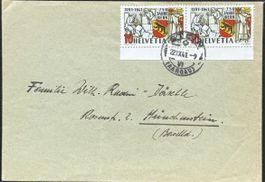 Schweiz Brief 1941 Bern 750 Jahre 2er-Streifen Münchenstein
