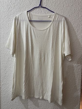 Damen T-Shirt Canda weiss mit Strasssteinen Grösse XL