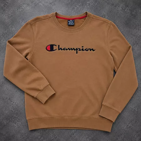 CHAMPION Sweat-shirt Col Rond Logo Brodé Beige / Camel M