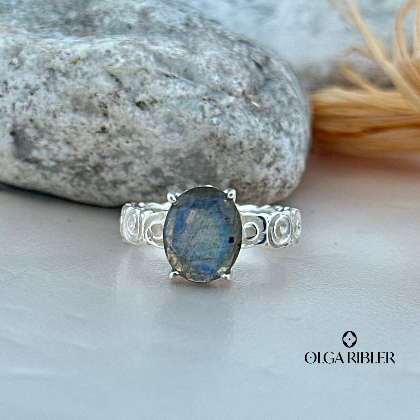 Olga Ribler Ringe: Labradorite Ring Sterling Silber Grösse 60 – Neu (gemäss Beschreibung) aus Luzern von Schmuckoutlet 1