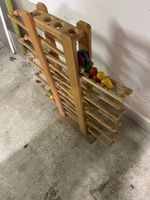 Holz Murmelbahn mit bunten Kugeln, gebraucht