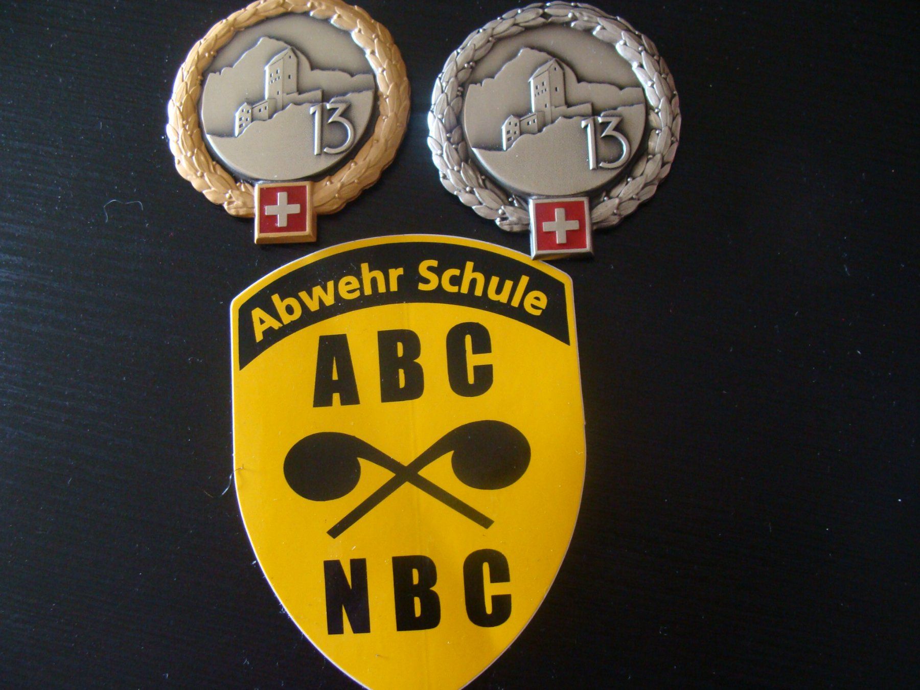 Schweizer Armee Placchette & Badge: 2 insignes off et sdt. – Usato da Cuarny venduto da hen_g7hn
