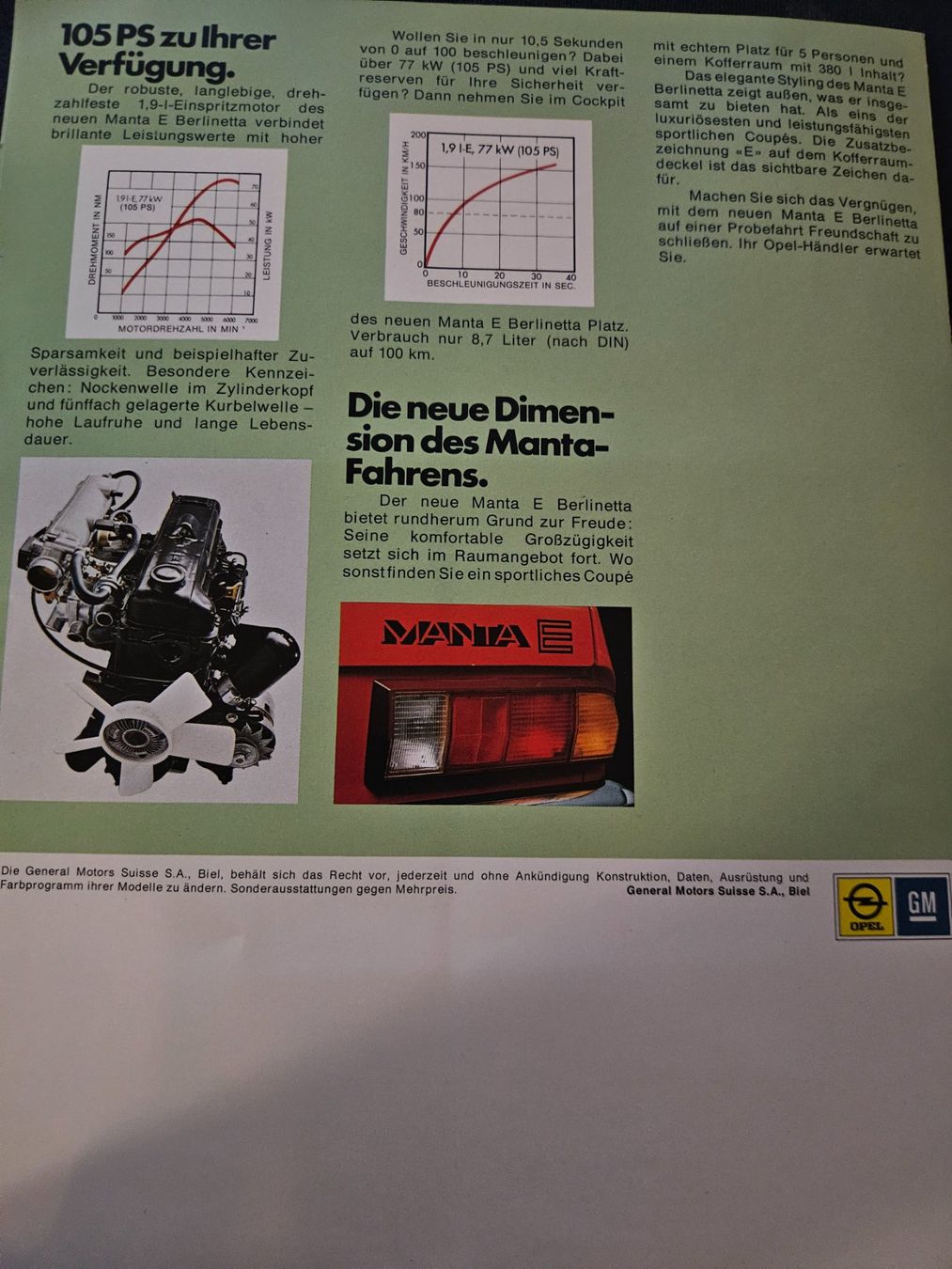 Opel Documenti: Opel Manta E Berlinetta  Prospekt 1977  xa – Usato da Flawil venduto da sr1_f6st 2