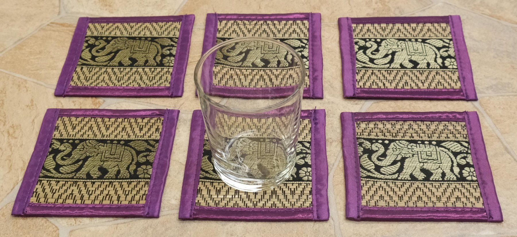 Sottobicchieri: Glas Untersetzer Set mit Elefanten – Nuovo (secondo la descrizione) da Zürich venduto da Masala-Oase