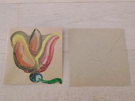 Grusskarte handgemalt mit Couvert 15 cm X 15 cm