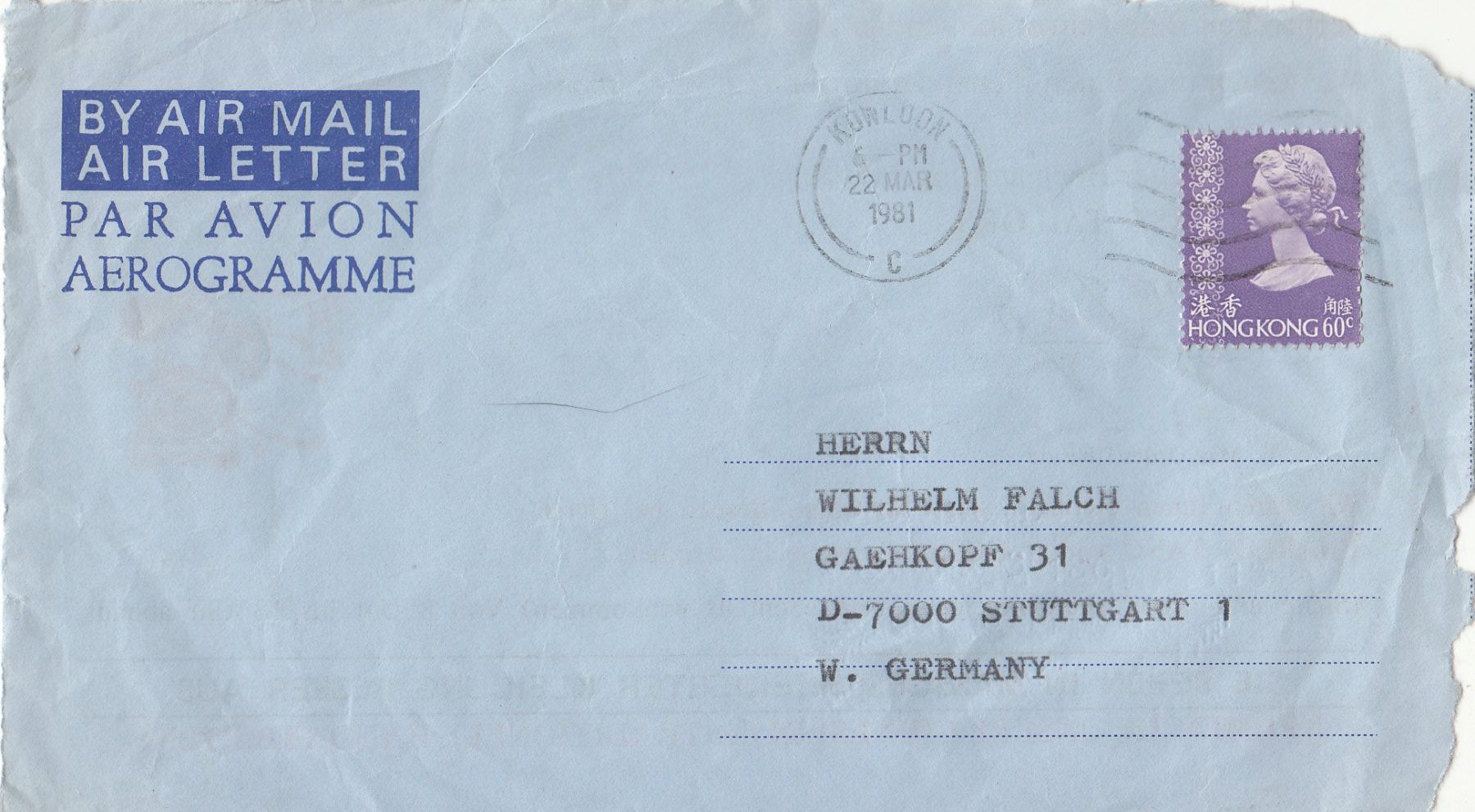 Tutti i francobolli: Hongkong,  8 Briefe 1980 - 1981 – Usato da Bürglen TG venduto da StampGraf 5