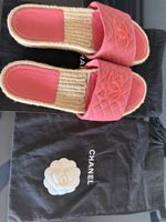 Chanel Pink Espadrille Slides Size 39