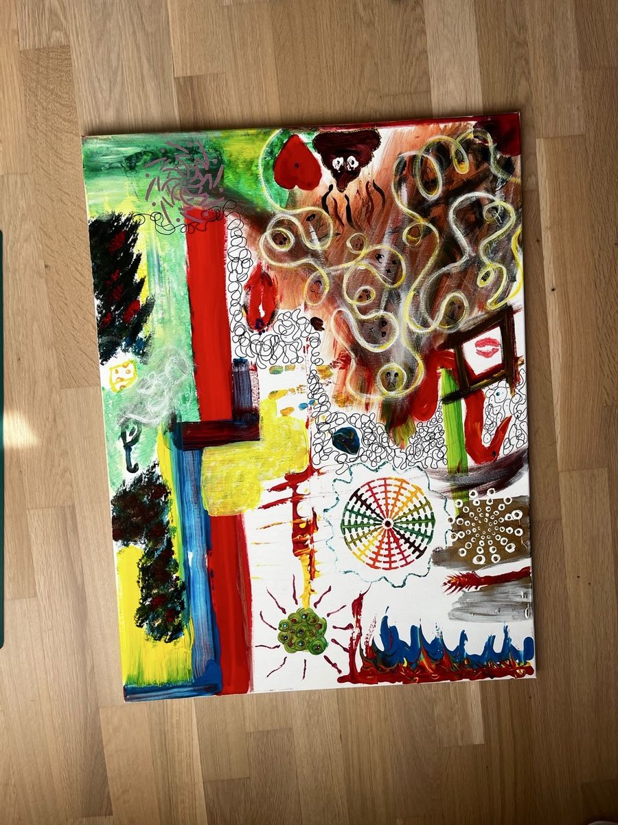 Foto & Immagini: Acrylbild abstrakt Pop Art bunt 65x85  – Nuovo (secondo la descrizione) da Zürich venduto da JasminNebl 1
