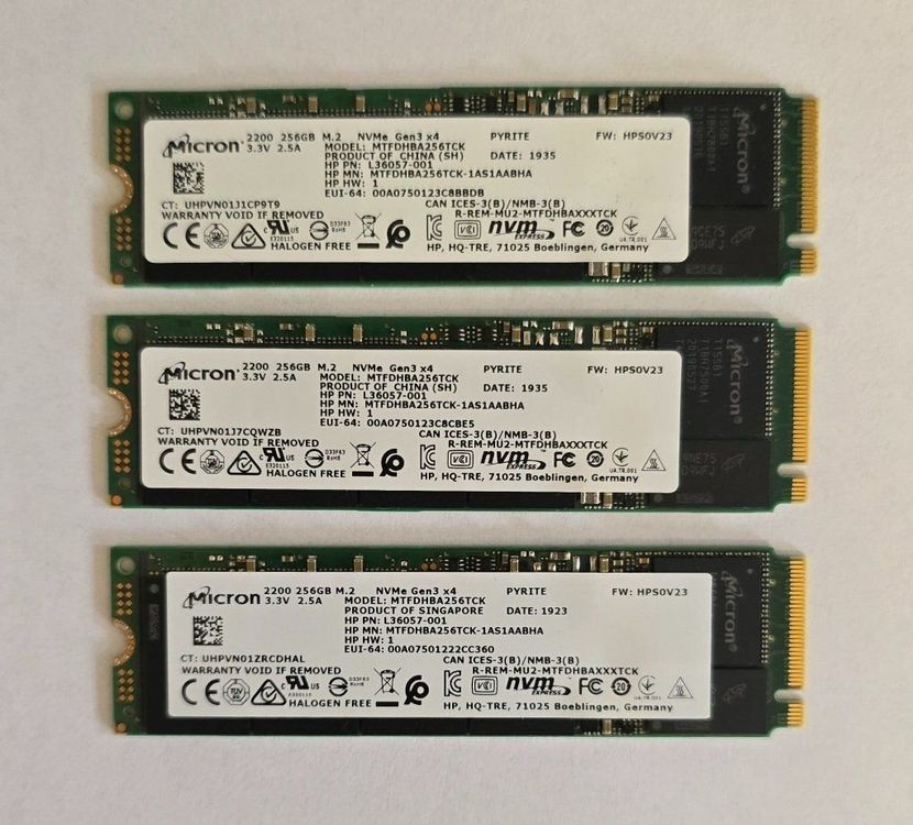 SSD Festplatte Micron NVme 2280 M.2 256GB N2 (Gebraucht) in ...