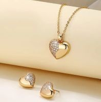 14k vergoldete Schmuckset Herz Kette + Ohrringe