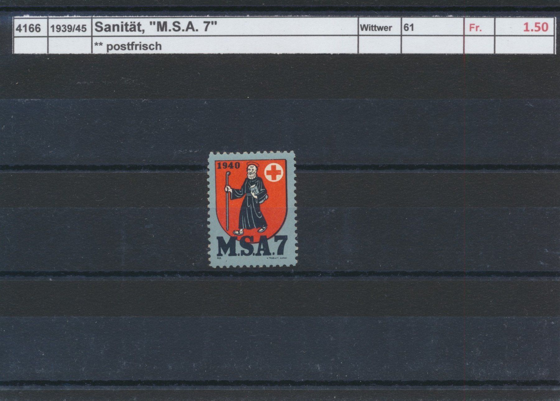 Alle Briefmarken: 1939/45 Sanität, "M.S.A. 7" – Neu (gemäss Beschreibung) aus Winterthur von Zupogeru