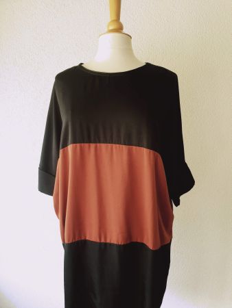 MISS MISS KLEID DRESS L M 40 SCHWARZ BRAUN TUNIKA TOP BLUSE