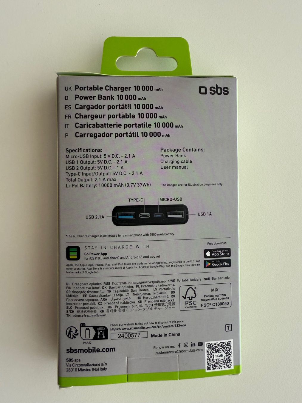 Caricabatterie: SBS Power Bank 10000 mAh, noir – Nuovo (secondo la descrizione) da St-Gingolph venduto da GoldenKeys 1
