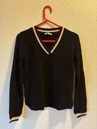 Pullover V-Ausschnitt schwarz (feiner Stoff)